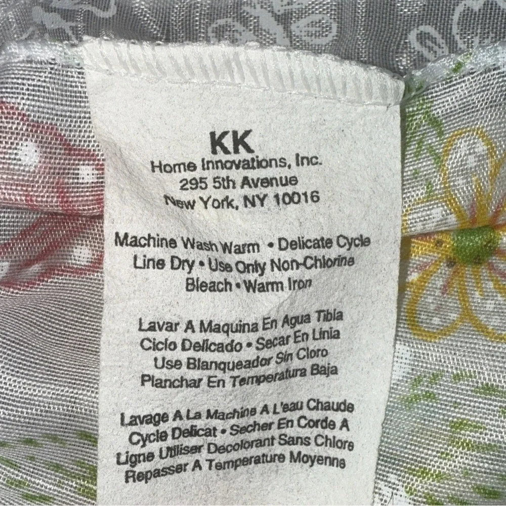 VTG KK Home Innovations Pair White Window Curtain Panels Floral Butterfly 48X11